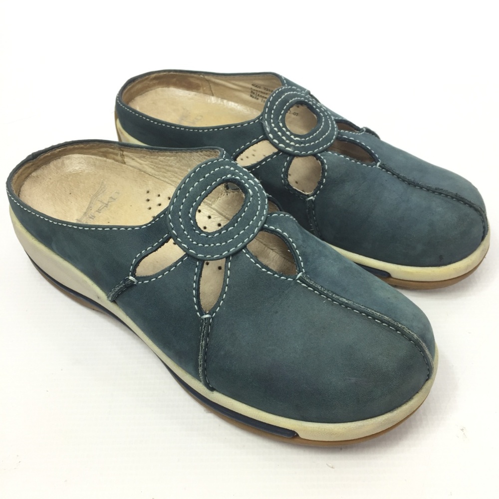 DANSKO Blue Suede Mules Clogs Floral 9 / 39 - Picture 5 of 8